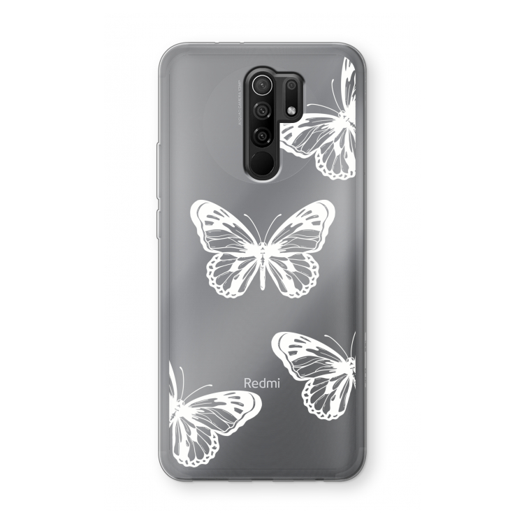 White butterfly: Xiaomi Redmi 9 Transparant Hoesje