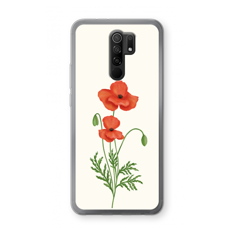 Red poppy: Xiaomi Redmi 9 Transparant Hoesje