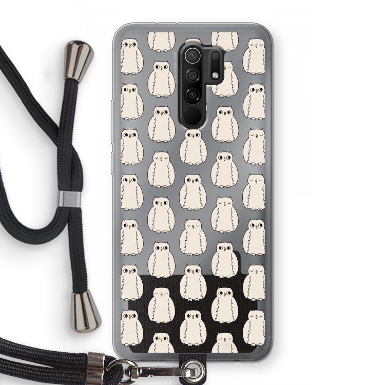 Uilen: Xiaomi Redmi 9 Transparant Hoesje met koord