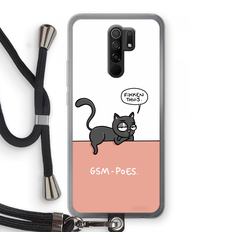 GSM poes: Xiaomi Redmi 9 Transparant Hoesje met koord
