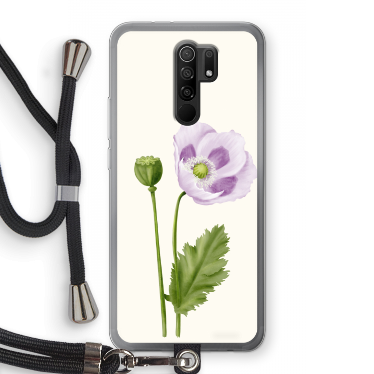 Purple poppy: Xiaomi Redmi 9 Transparant Hoesje met koord