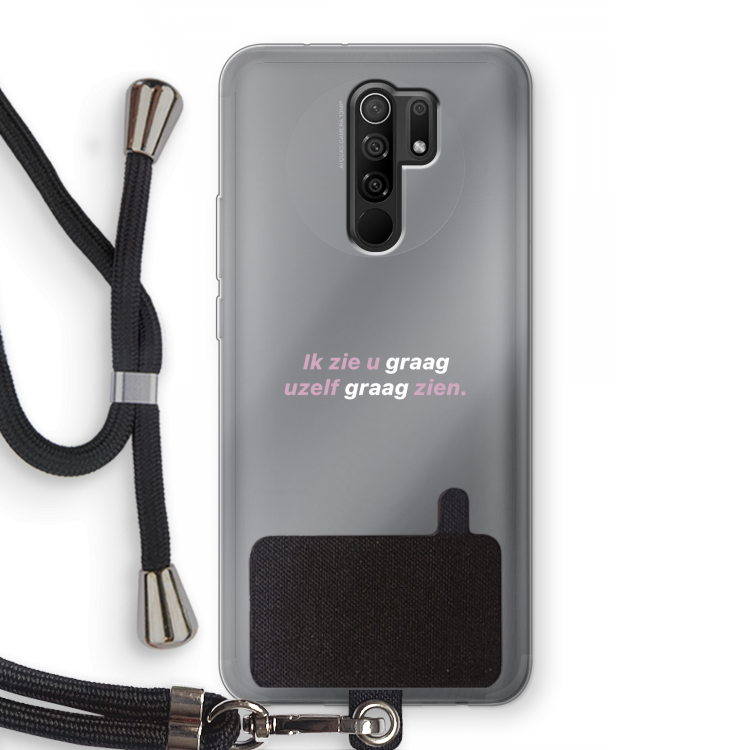 uzelf graag zien: Xiaomi Redmi 9 Transparant Hoesje met koord