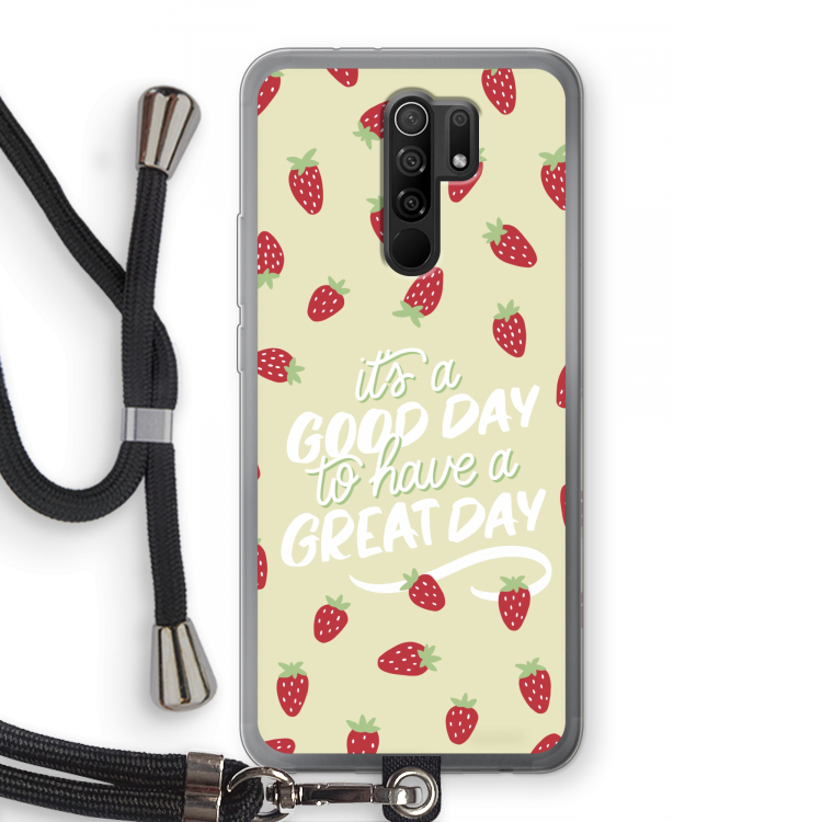 Don't forget to have a great day: Xiaomi Redmi 9 Transparant Hoesje met koord