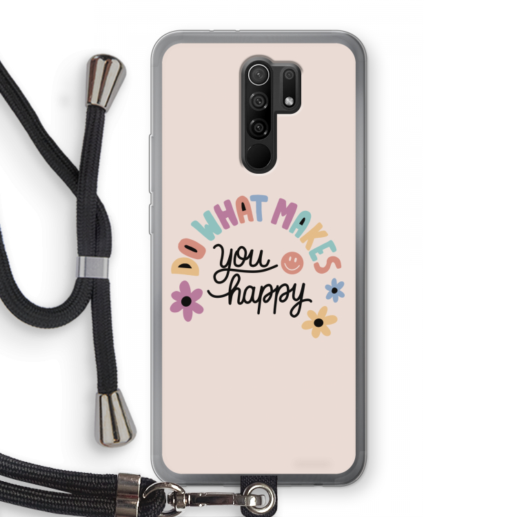 Happy days: Xiaomi Redmi 9 Transparant Hoesje met koord