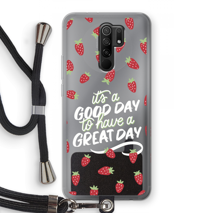 Don't forget to have a great day: Xiaomi Redmi 9 Transparant Hoesje met koord