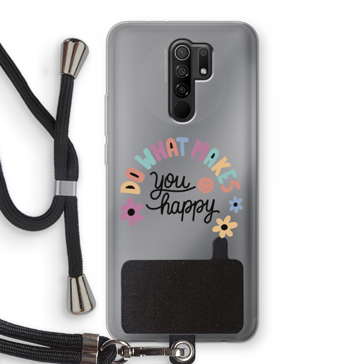 Happy days: Xiaomi Redmi 9 Transparant Hoesje met koord