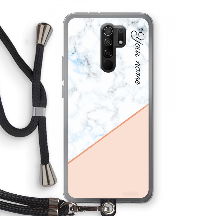 Marmer in stijl: Xiaomi Redmi 9 Transparant Hoesje met koord