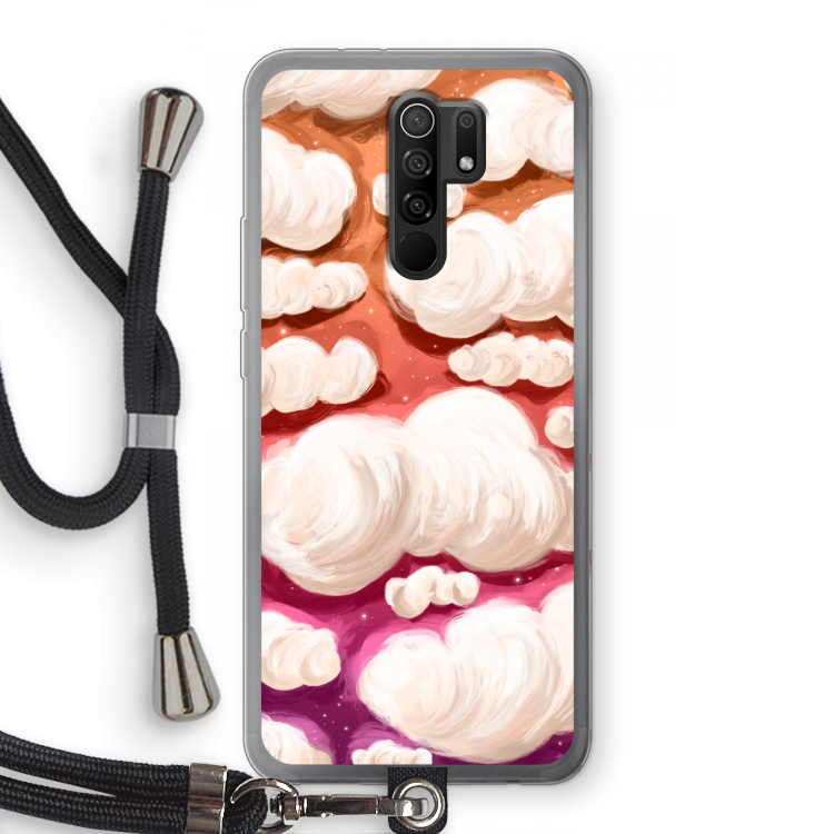 Katoen Wolken: Xiaomi Redmi 9 Transparant Hoesje met koord
