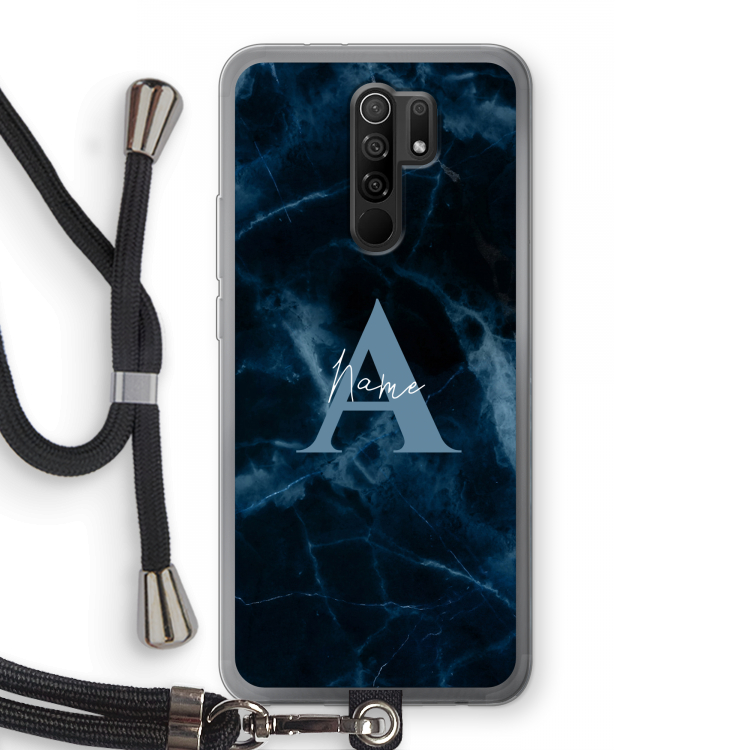 Midnight Marble: Xiaomi Redmi 9 Transparant Hoesje met koord