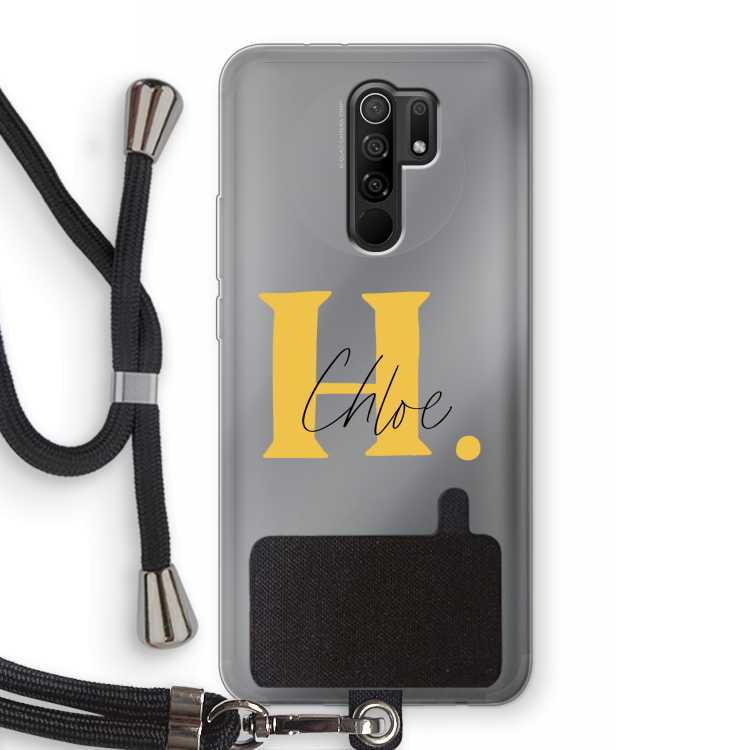 Amber Script: Xiaomi Redmi 9 Transparant Hoesje met koord