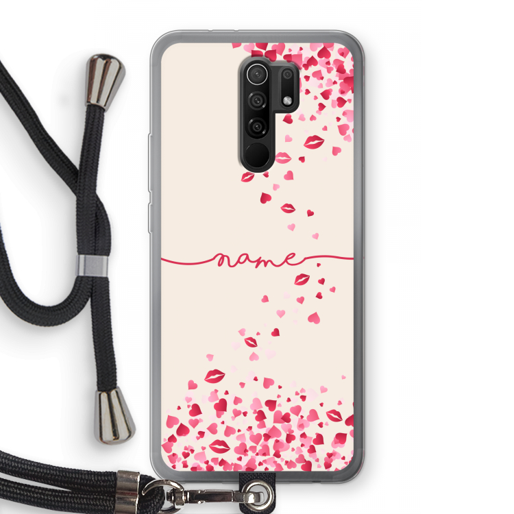 Hartjes en kusjes: Xiaomi Redmi 9 Transparant Hoesje met koord