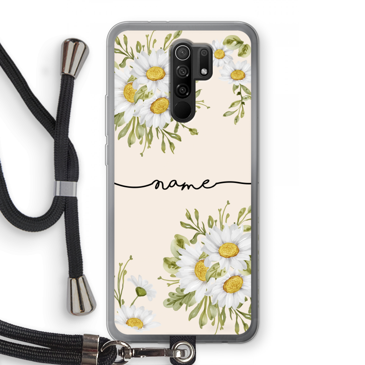 Daisies: Xiaomi Redmi 9 Transparant Hoesje met koord