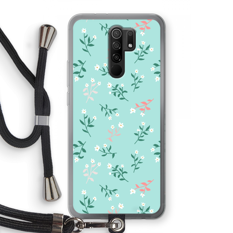 Small white flowers: Xiaomi Redmi 9 Transparant Hoesje met koord