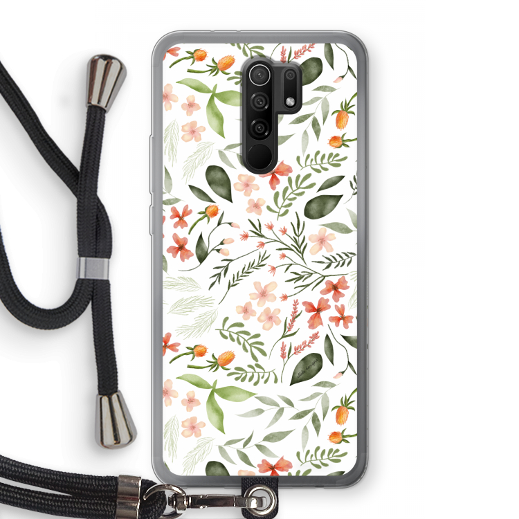 Sweet little flowers: Xiaomi Redmi 9 Transparant Hoesje met koord