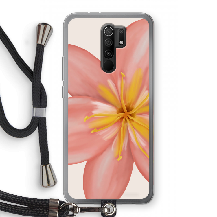 Pink Ellila Flower: Xiaomi Redmi 9 Transparant Hoesje met koord