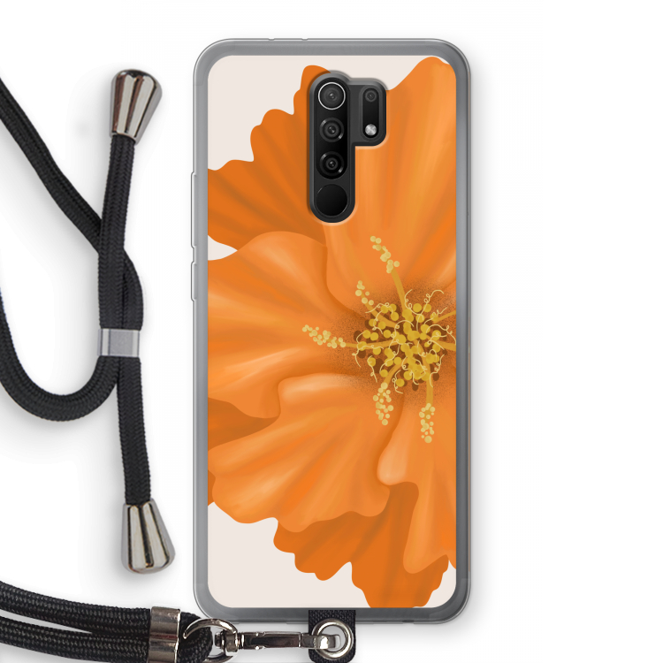 Orange Ellila flower: Xiaomi Redmi 9 Transparant Hoesje met koord