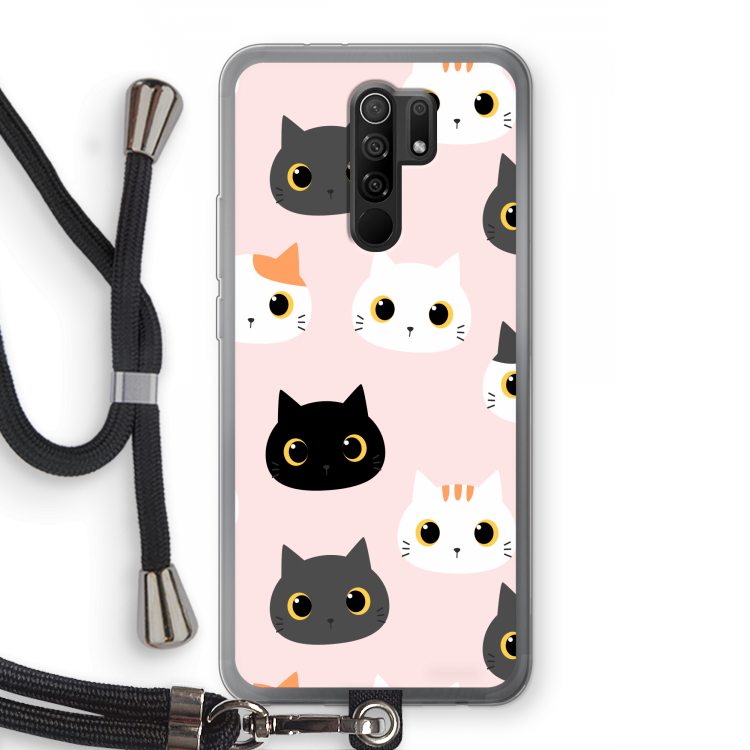 Katten: Xiaomi Redmi 9 Transparant Hoesje met koord