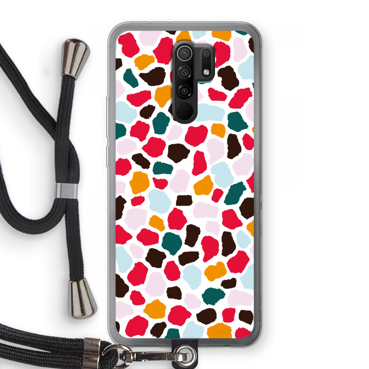 Colored Giraffe: Xiaomi Redmi 9 Transparant Hoesje met koord