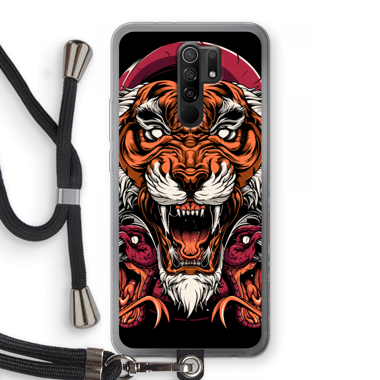 Tiger and Rattlesnakes: Xiaomi Redmi 9 Transparant Hoesje met koord