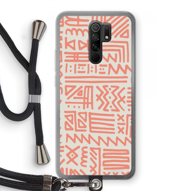 Marrakech Pink: Xiaomi Redmi 9 Transparant Hoesje met koord