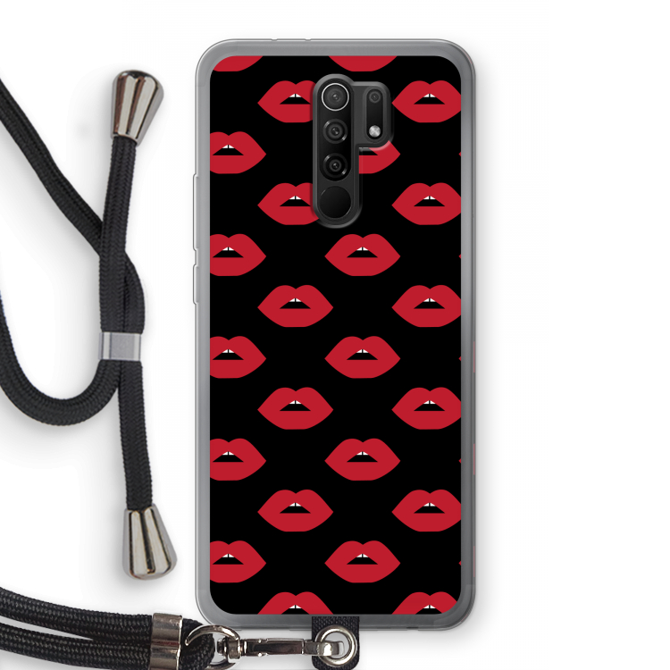 Lips: Xiaomi Redmi 9 Transparant Hoesje met koord