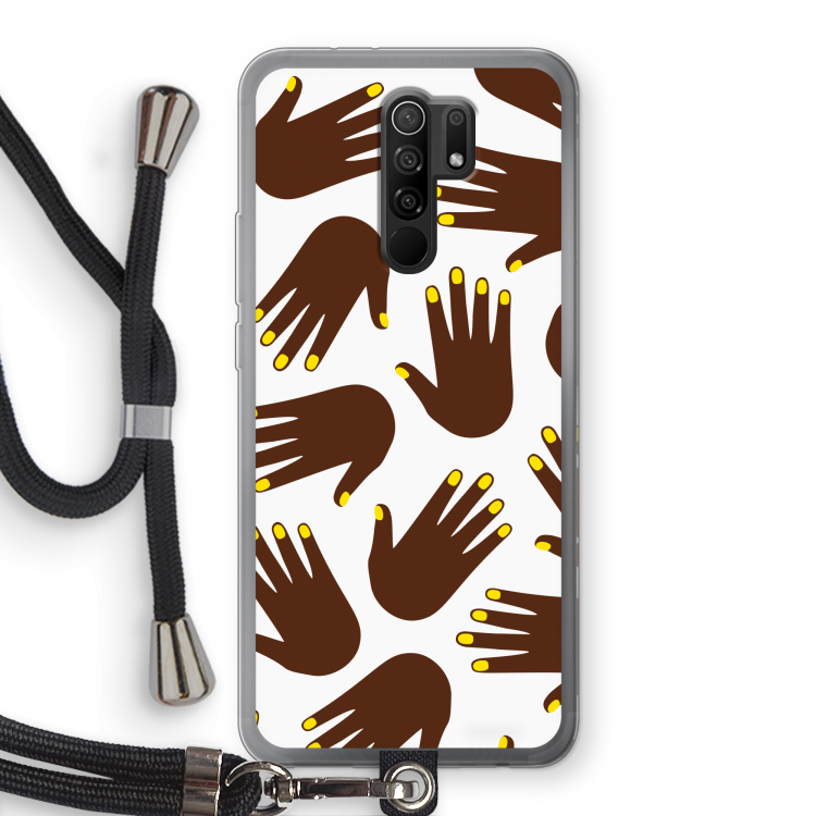 Hands dark: Xiaomi Redmi 9 Transparant Hoesje met koord