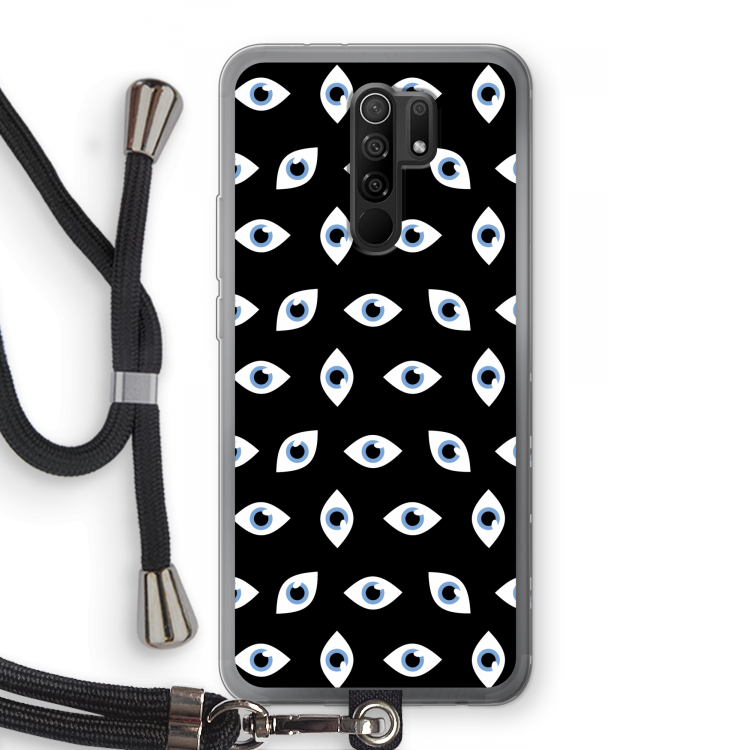 Eyes pattern: Xiaomi Redmi 9 Transparant Hoesje met koord