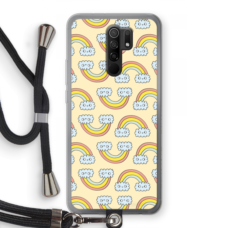 Regenboog: Xiaomi Redmi 9 Transparant Hoesje met koord