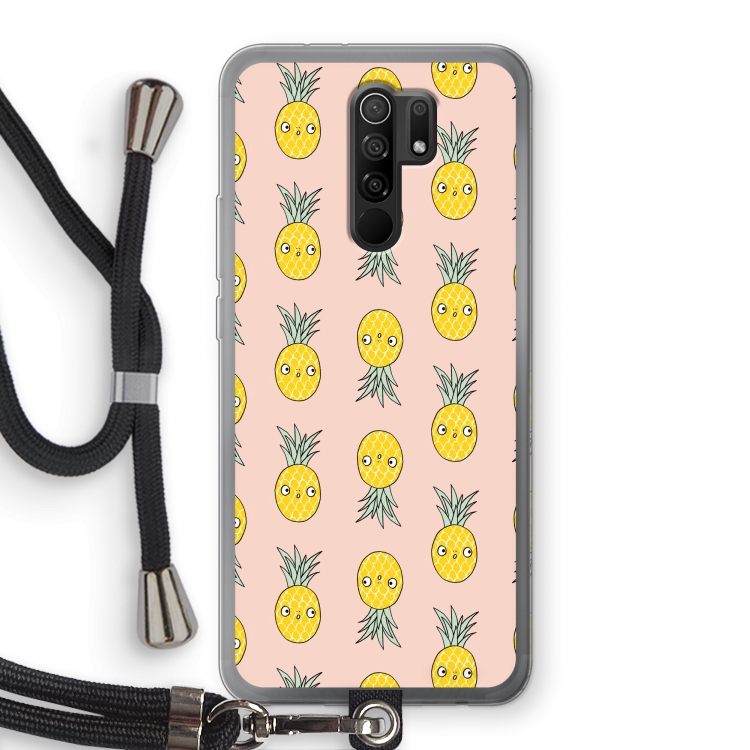 Ananas: Xiaomi Redmi 9 Transparant Hoesje met koord