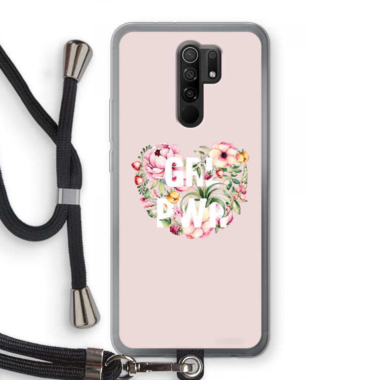 GRL PWR Flower: Xiaomi Redmi 9 Transparant Hoesje met koord