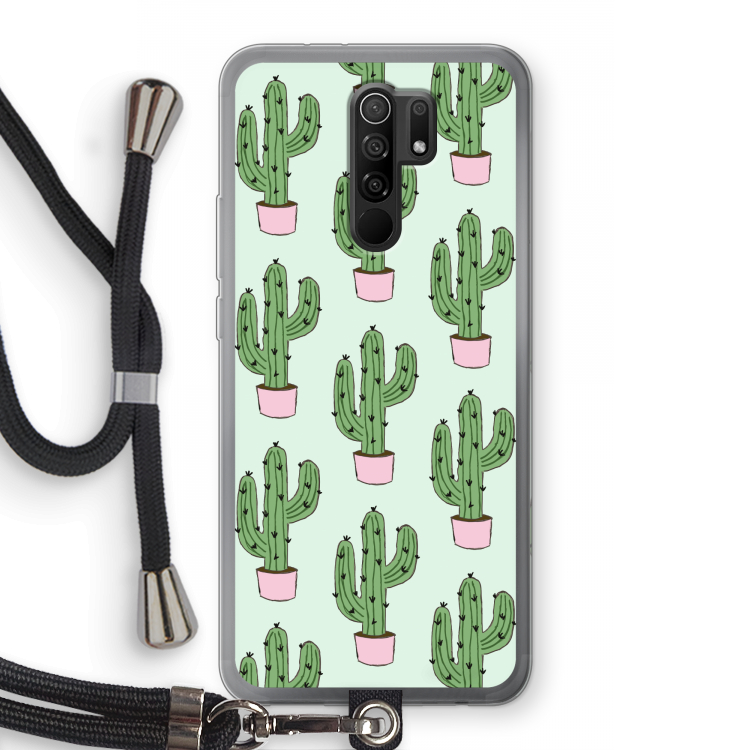 Cactus Lover: Xiaomi Redmi 9 Transparant Hoesje met koord