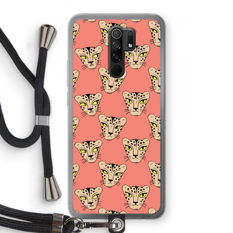 Tijger: Xiaomi Redmi 9 Transparant Hoesje met koord