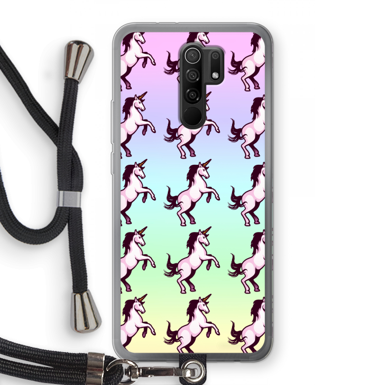Musketon Unicorn: Xiaomi Redmi 9 Transparant Hoesje met koord