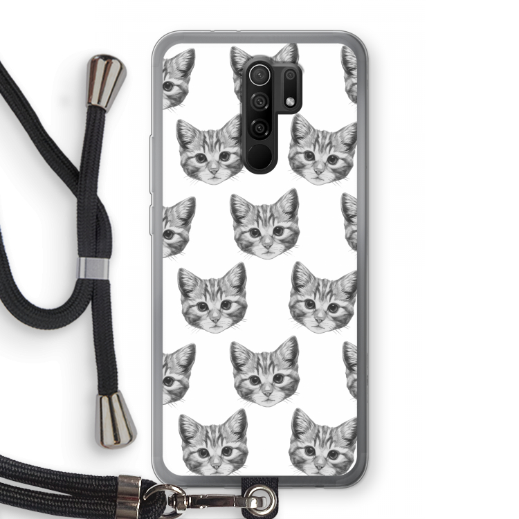 Kitten: Xiaomi Redmi 9 Transparant Hoesje met koord