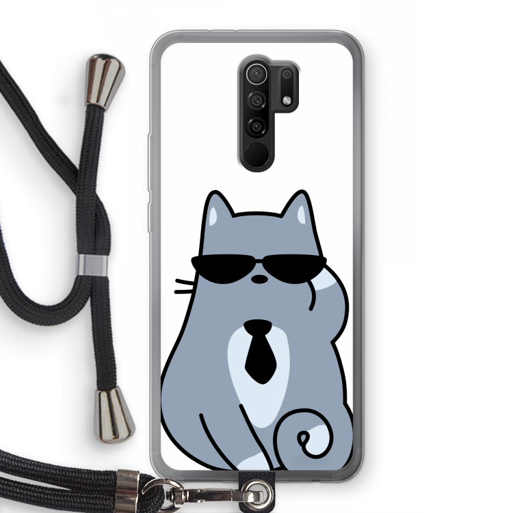 Cool cat: Xiaomi Redmi 9 Transparant Hoesje met koord