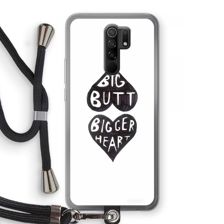 Big butt bigger heart: Xiaomi Redmi 9 Transparant Hoesje met koord
