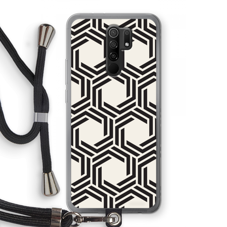 Geometrisch patroon: Xiaomi Redmi 9 Transparant Hoesje met koord