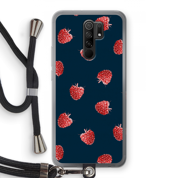 Framboosjes: Xiaomi Redmi 9 Transparant Hoesje met koord