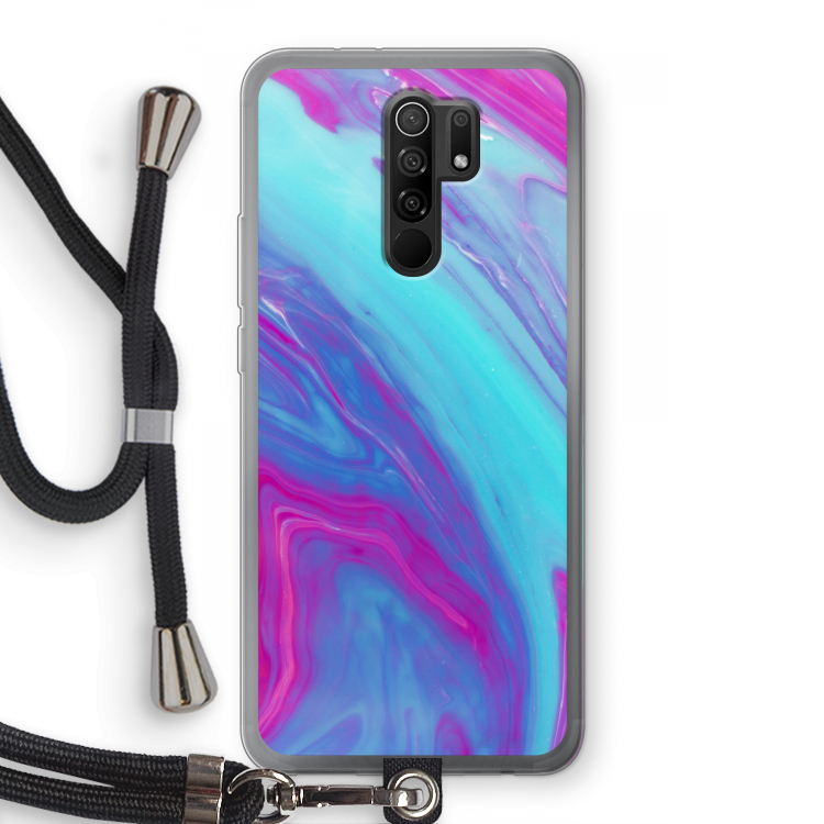 Zweverige regenboog: Xiaomi Redmi 9 Transparant Hoesje met koord