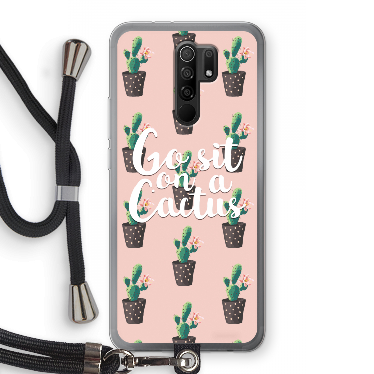 Cactus quote: Xiaomi Redmi 9 Transparant Hoesje met koord