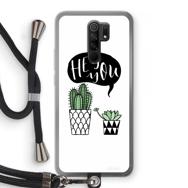 Hey you cactus: Xiaomi Redmi 9 Transparant Hoesje met koord