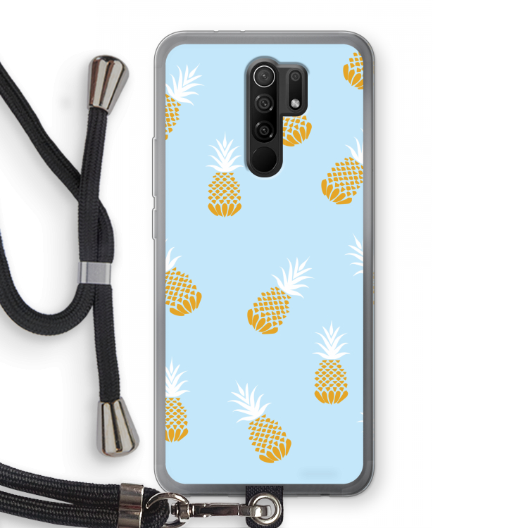 Ananasjes: Xiaomi Redmi 9 Transparant Hoesje met koord