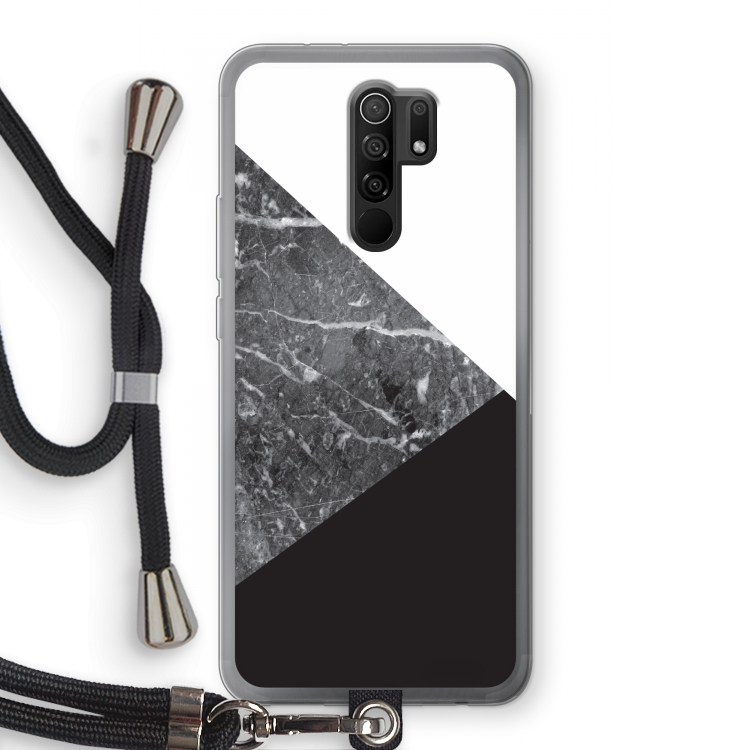 Combinatie marmer: Xiaomi Redmi 9 Transparant Hoesje met koord