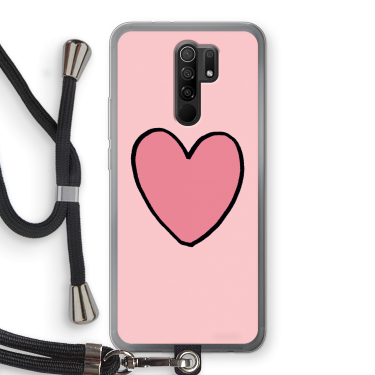 Hartje: Xiaomi Redmi 9 Transparant Hoesje met koord