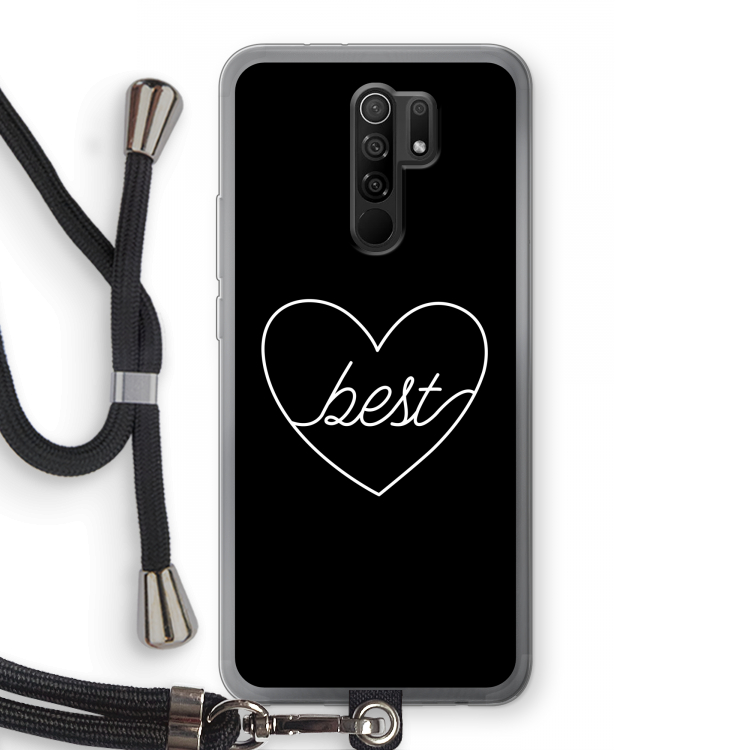 Best heart black: Xiaomi Redmi 9 Transparant Hoesje met koord