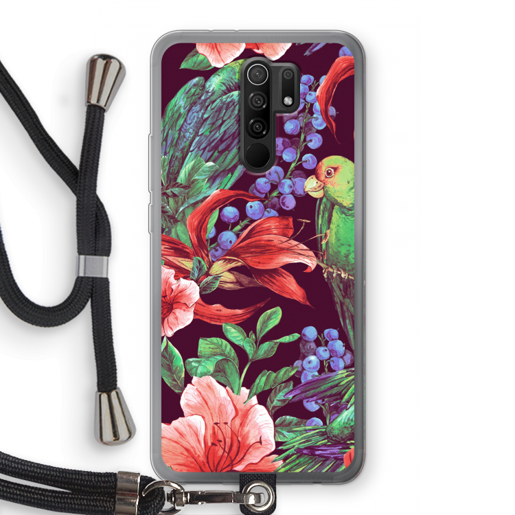 Papegaaien: Xiaomi Redmi 9 Transparant Hoesje met koord