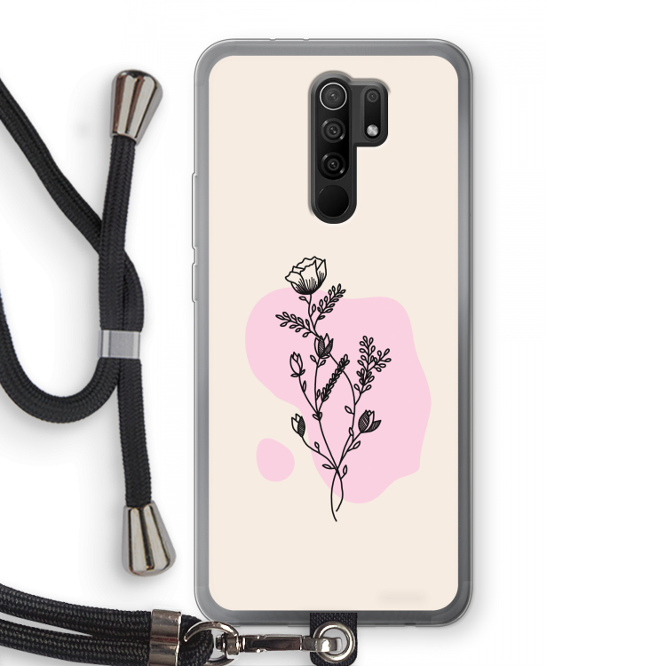 Roses are red: Xiaomi Redmi 9 Transparant Hoesje met koord