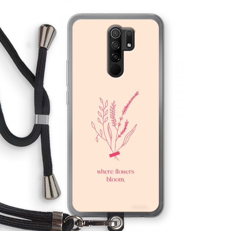 Where flowers bloom: Xiaomi Redmi 9 Transparant Hoesje met koord