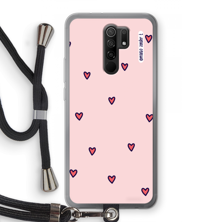 Hartjes: Xiaomi Redmi 9 Transparant Hoesje met koord
