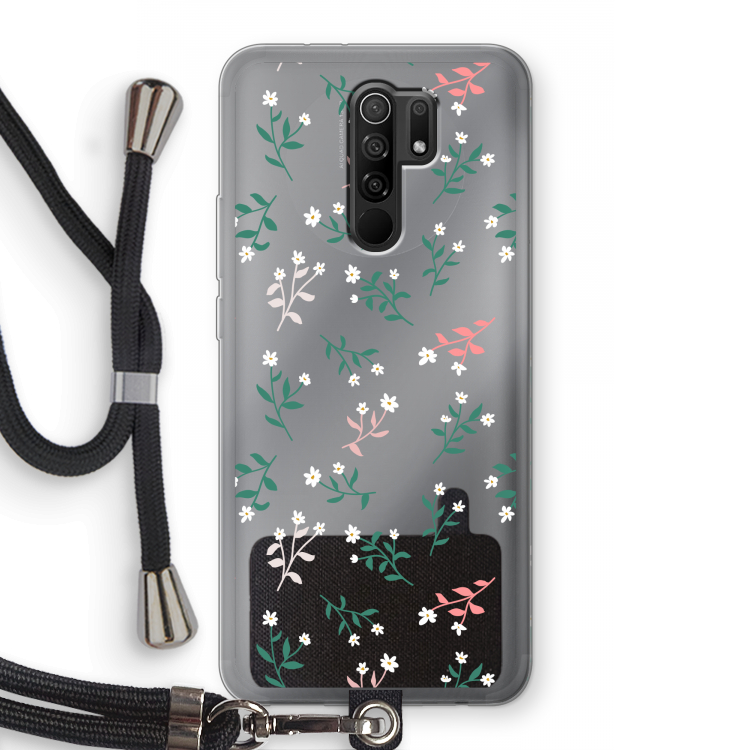 Small white flowers: Xiaomi Redmi 9 Transparant Hoesje met koord